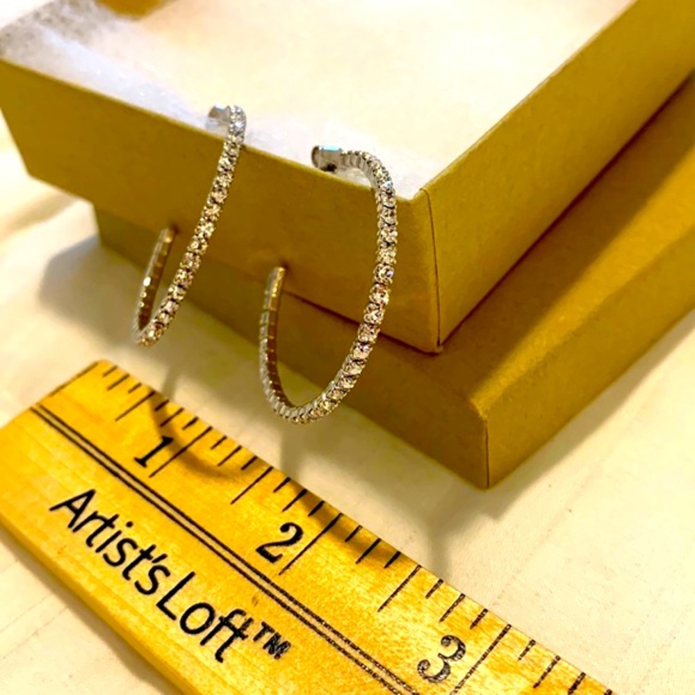 Simple perfect rhinestone hoops | silver hardware